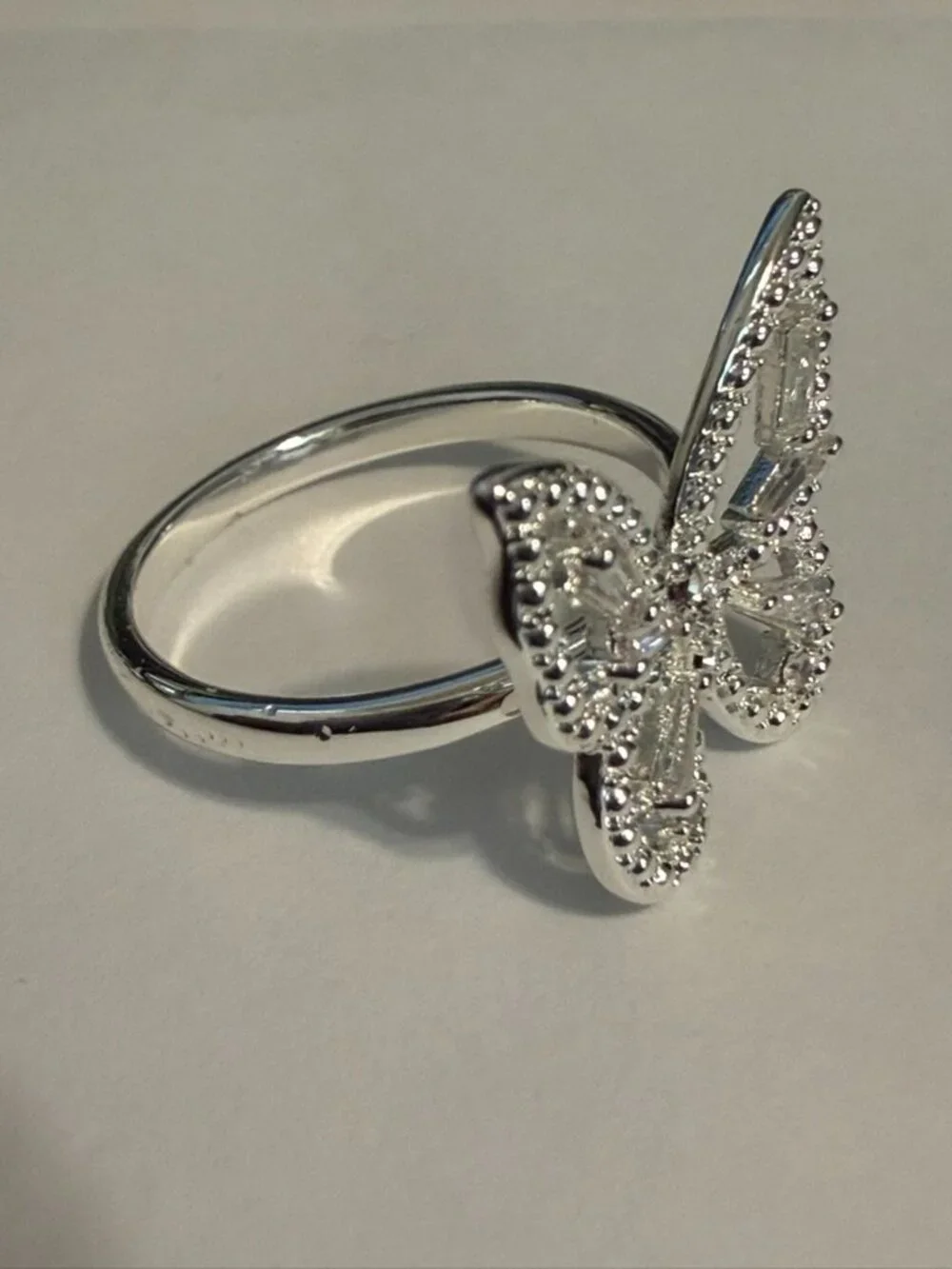STUNNING Silver-Plated CZ Butterfly Statement Ring - Size 7 | Versatile Bling 🦋